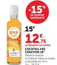 COCKTAIL HSE CREATION 16° Planteur tropical ou Daiquiri fraise ou mojito La bouteille de 70 cl