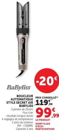 BOUCLEUR AUTOMATIQUE STYLE SECRET AIR BABYLISS