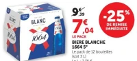 BIERE BLANCHE 1664 5° Le pack de 12 bouteilles (soit 3 L)
