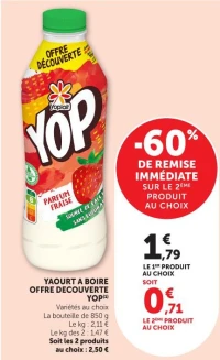 YAOURT A BOIRE OFFRE DECOUVERTE YOP