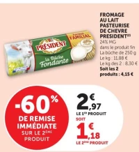 FROMAGE AU LAIT PASTEURISE DE CHEVRE PRESIDENT