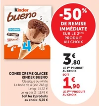 CONES CREME GLACEE KINDER BUENO Classique ou white