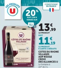 COTES DU RHONE VILLAGES AOP ROUGE CROIX DES ALLIANCES U