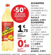 SCHWEPPES Agrumes ou indian tonic