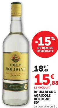 RHUM BLANC AGRICOLE BOLOGNE 50°