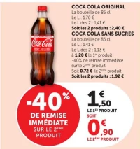 COCA COLA ORIGINAL La bouteille de 85 cl