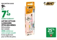 LOT DE 3 STYLOS 4 COULEURS FÊTES DES MÈRES