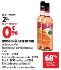 BOISSON À BASE DE VIN Arômes et Vin Rosé saveur pamplemousse 75 cl