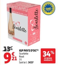 IGP PAYS D'OC(1) Scarlette Rosé 3 l