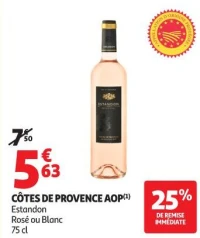 CÔTES DE PROVENCE AOP(1) Estandon Rosé ou Blanc 75 cl