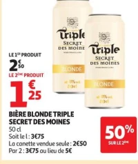 Bière blonde triple secret des moines