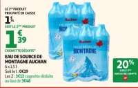 EAU DE SOURCE DE MONTAGNE AUCHAN 6 x 1.5 l