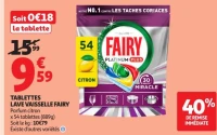 TABLETTES LAVE VAISSELLE FAIRY Parfum citron