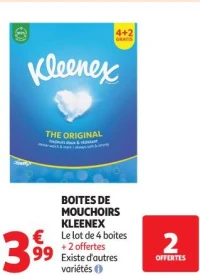 BOITES DE MOUCHOIRS KLEENEX