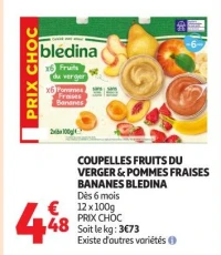 COUPELLES FRUITS DU VERGER & POMMES FRAISES BANANES BLEDINA