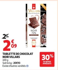 TABLETTE DE CHOCOLAT NOIR VILLARS