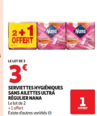 SERVIETTES HYGIÉNIQUES SANS AILETTES ULTRA RÉGULIER NANA