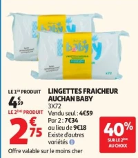 LINGETTES FRAICHEUR AUCHAN BABY