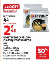 DOSETTES DE CAFÉ LONG CLASSIQUE TASSIMO L'OR