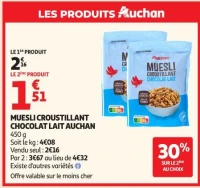 MUESLI CROUSTILLANT CHOCOLAT LAIT AUCHAN