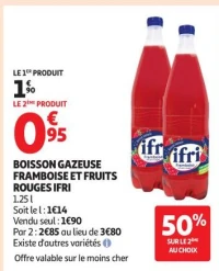 BOISSON GAZEUSE FRAMBOISE ET FRUITS ROUGES IFRI