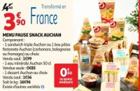 MENU PAUSE SNACK AUCHAN