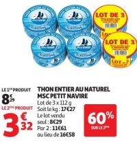 THON ENTIER AU NATUREL MSC PETIT NAVIRE
