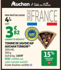 TOMME DE SAVOIE IGP AUCHAN TERROIR