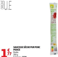 SAUCISSE SÈCHE PUR PORC POUCE