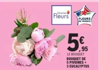 BOUQUET DE 5 PIVOINES + 3 EUCALYPTUS
