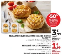 Feuilleté provençal au fromage de chèvre ou Feuilleté tomate mozzarella Randy