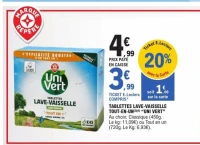 TABLETTES LAVE-VAISSELLE TOUT-EN-UN "UNI VERT"