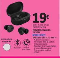 ÉCOUTEURS SANS FIL TAT1209 PHILIPS