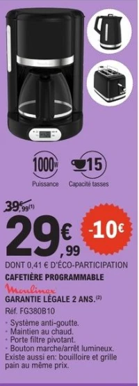 Cafetière programmable Moulinex
