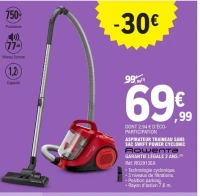 ASPIRATEUR TRAINEAU SANS SAC SWIFT POWER CYCLONIC ROWENTA