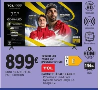 TV MINI LED 75C6K 75" (POUCES) 191 CM TCL