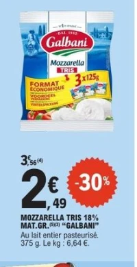 MOZZARELLA TRIS 18% MAT.GR.  "GALBANI"