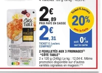 2 FEUILLETÉS AUX 3 FROMAGES CÔTÉ TABLE