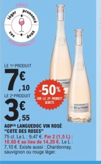 AOP LANGUEDOC VIN ROSÉ "COTE DES ROSES" 75 cl.