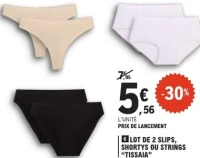 Lot de 2 slips, shortys ou strings "Tissaia"