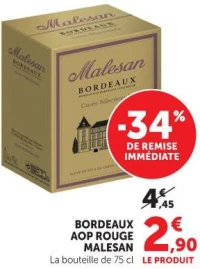 BORDEAUX AOP ROUGE MALESAN La bouteille de 75 cl