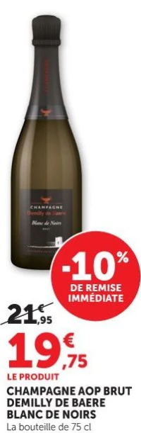 CHAMPAGNE AOP BRUT DEMILLY DE BAERE BLANC DE NOIRS La bouteille de 75 cl