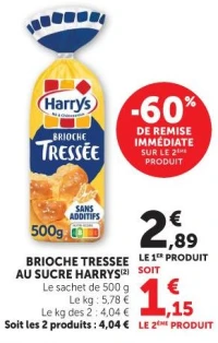 BRIOCHE TRESSEE AU SUCRE HARRYS