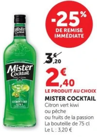 MISTER COCKTAIL Citron vert kiwi ou pêche