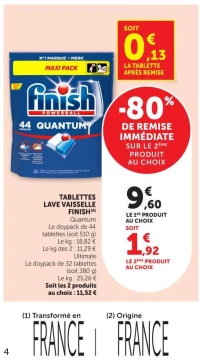 TABLETTES LAVE VAISSELLE FINISH (A) Quantum ou Ultimate