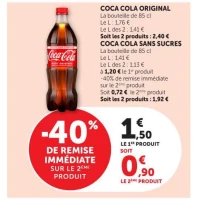 COCA COLA ORIGINAL ou SANS SUCRES