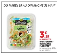 WOK FONDANT DE LEGUMES FLORETTE La barquette de 300g