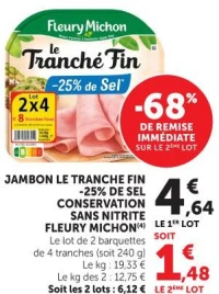 JAMBON LE TRANCHÉ FIN SANS NITRITE FLEURY MICHON