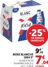 BIERE BLANCHE 1664 5° Le pack de 12 bouteilles