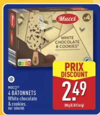 4 BÂTONNETS White chocolate & cookies.